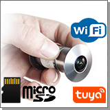Беспроводной WI-FI IP камера-видеоглазок с записью в облако TUYA HDcom T203-8G (Silver)